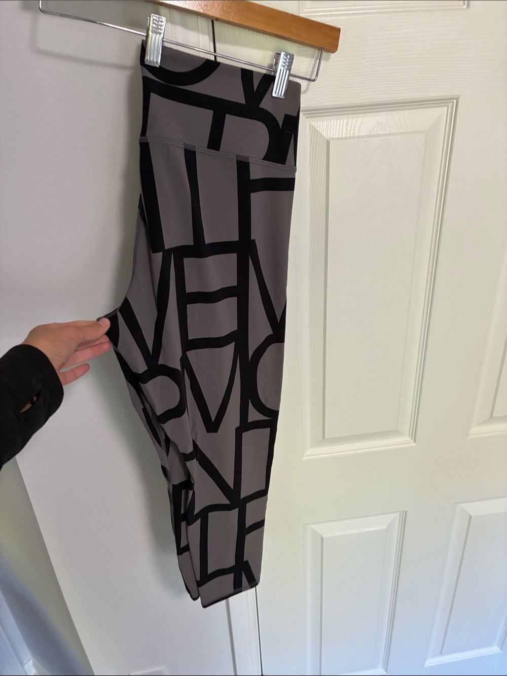 Free People Gray Leggings with Black Graphic Print